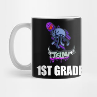 1St Grade - Jellyfish - Basketball Player - Sports Athlete - Vector Graphic Art Design - Typographic Text Saying - Kids - Teens - AAU Student Mug